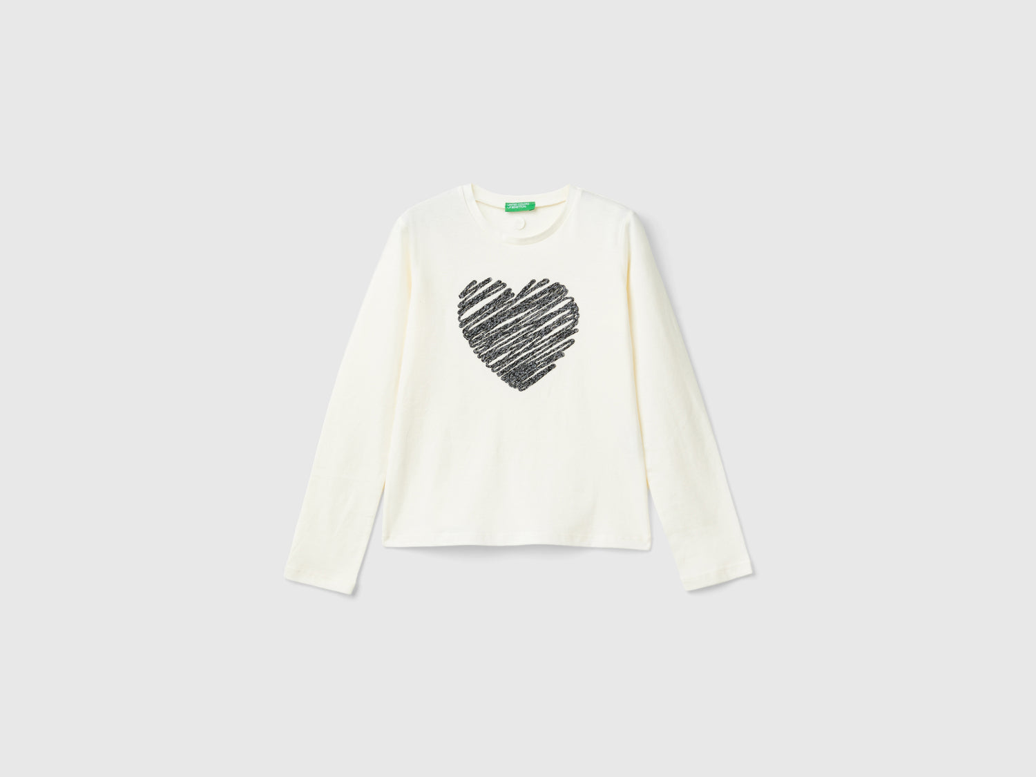 Maglietta con ricamo in lurex da bambina bianco panna | Benetton Outlet