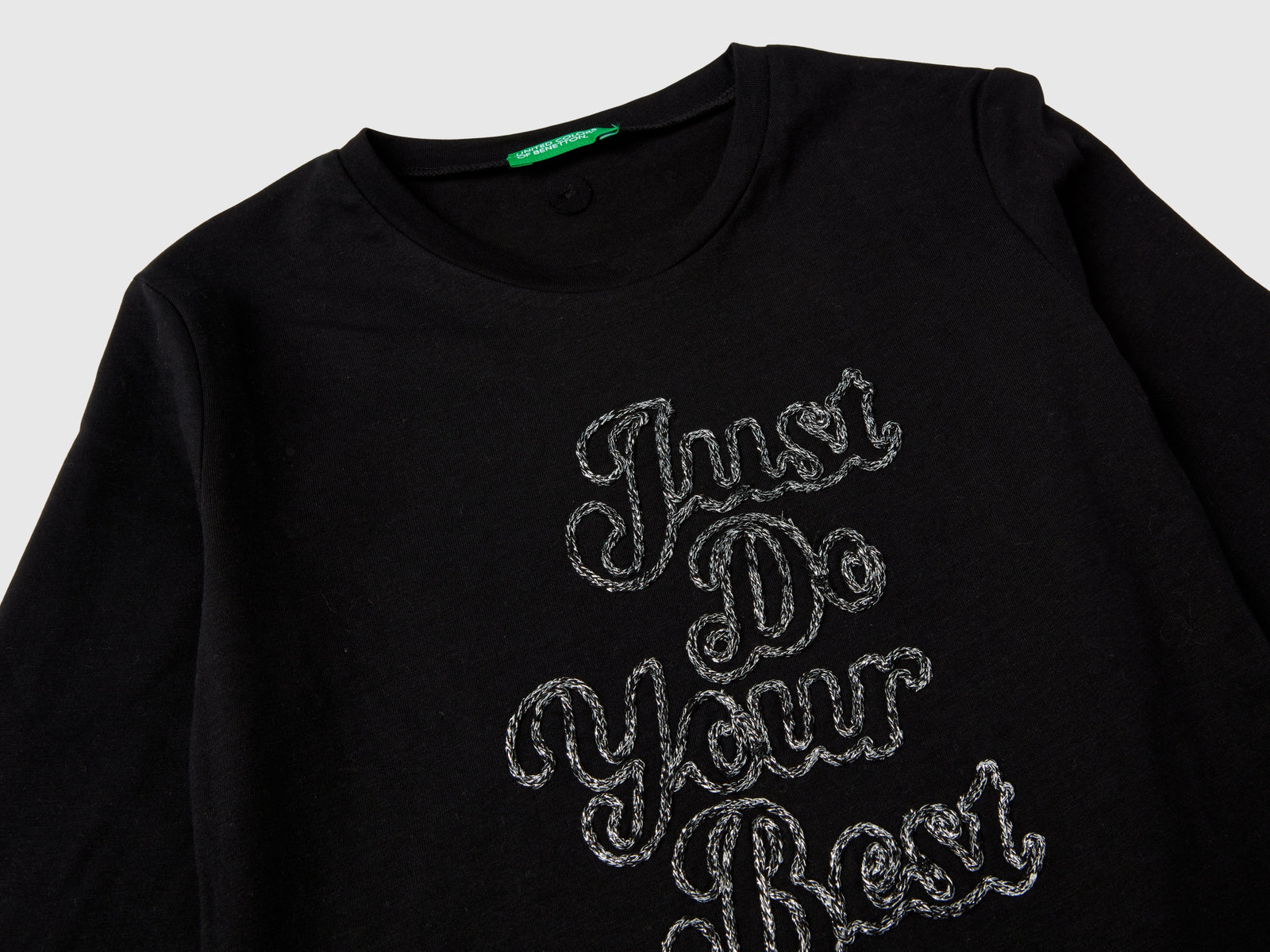 Maglietta con ricamo in lurex da bambina nero 3 | Benetton Outlet