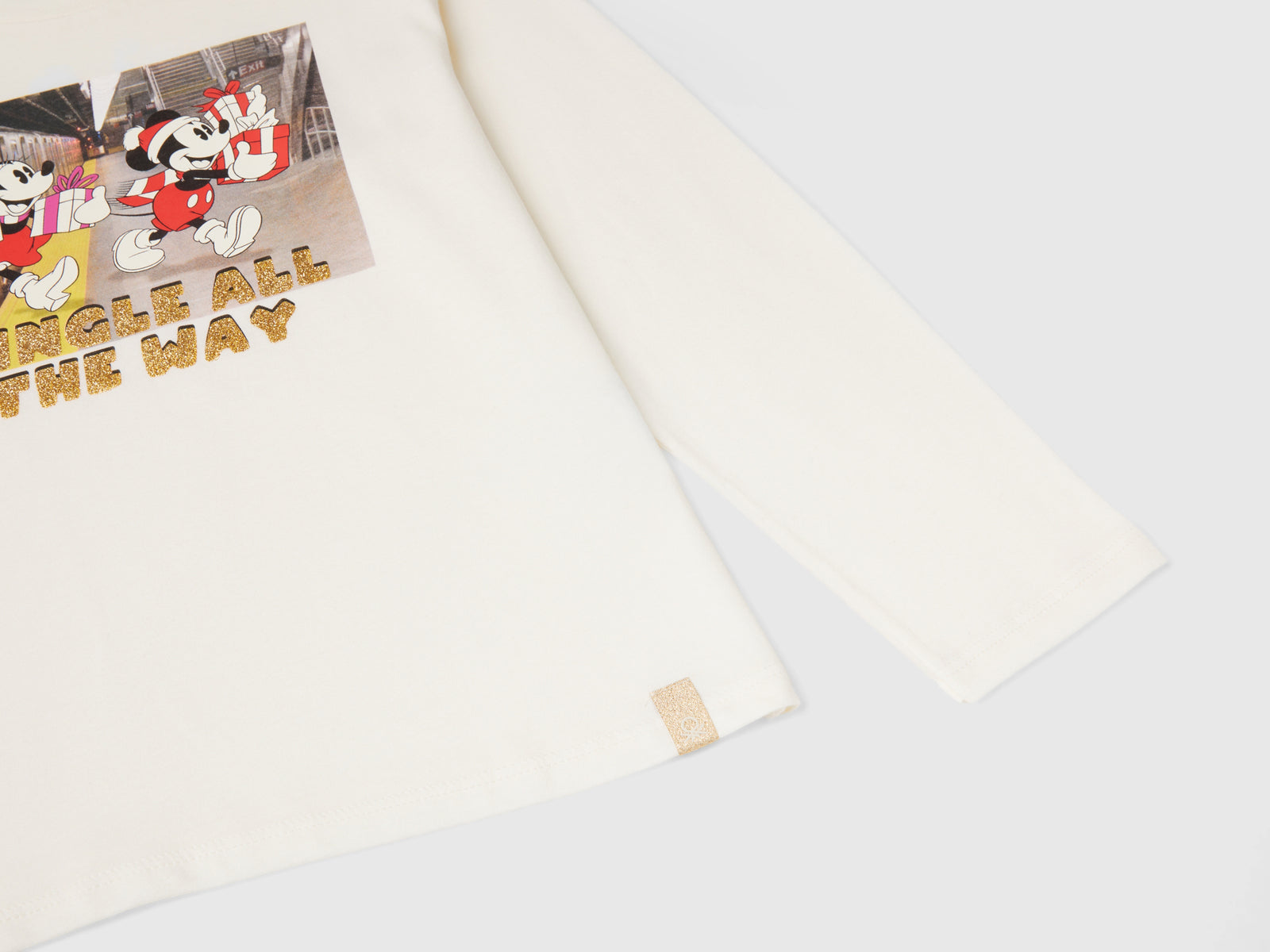 Maglietta natalizia Minnie e Topolino da bambina bianco panna 3 | Benetton Outlet