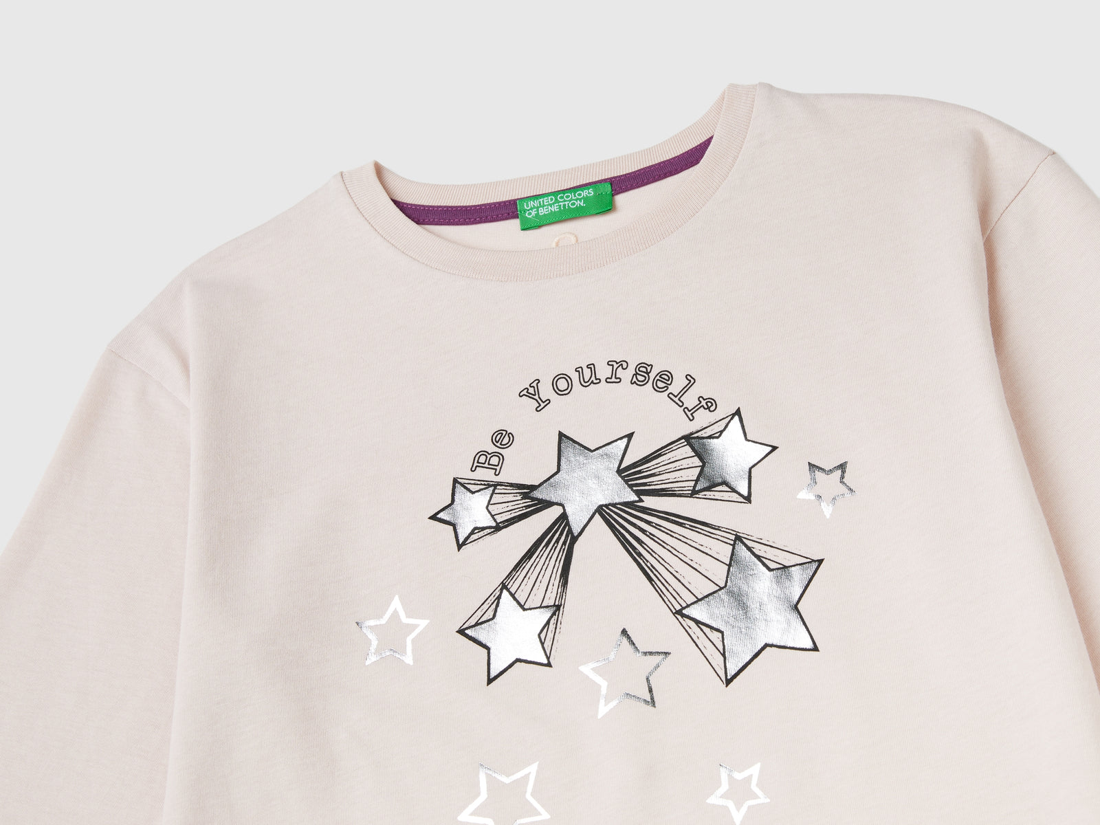 Maglietta in caldo cotone bio da bambina rosa tenue 3 | Benetton Outlet