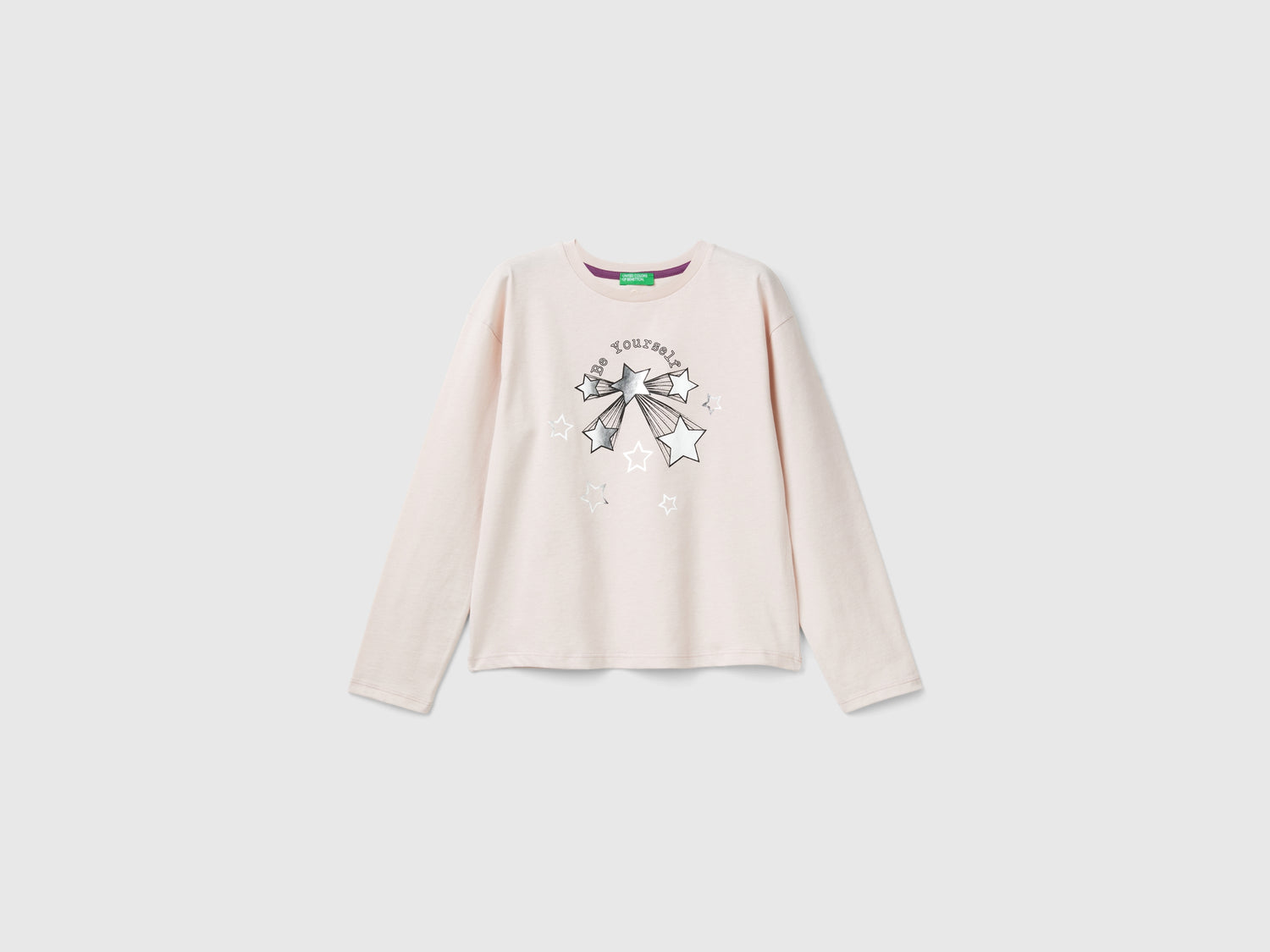 Maglietta in caldo cotone bio da bambina rosa tenue | Benetton Outlet