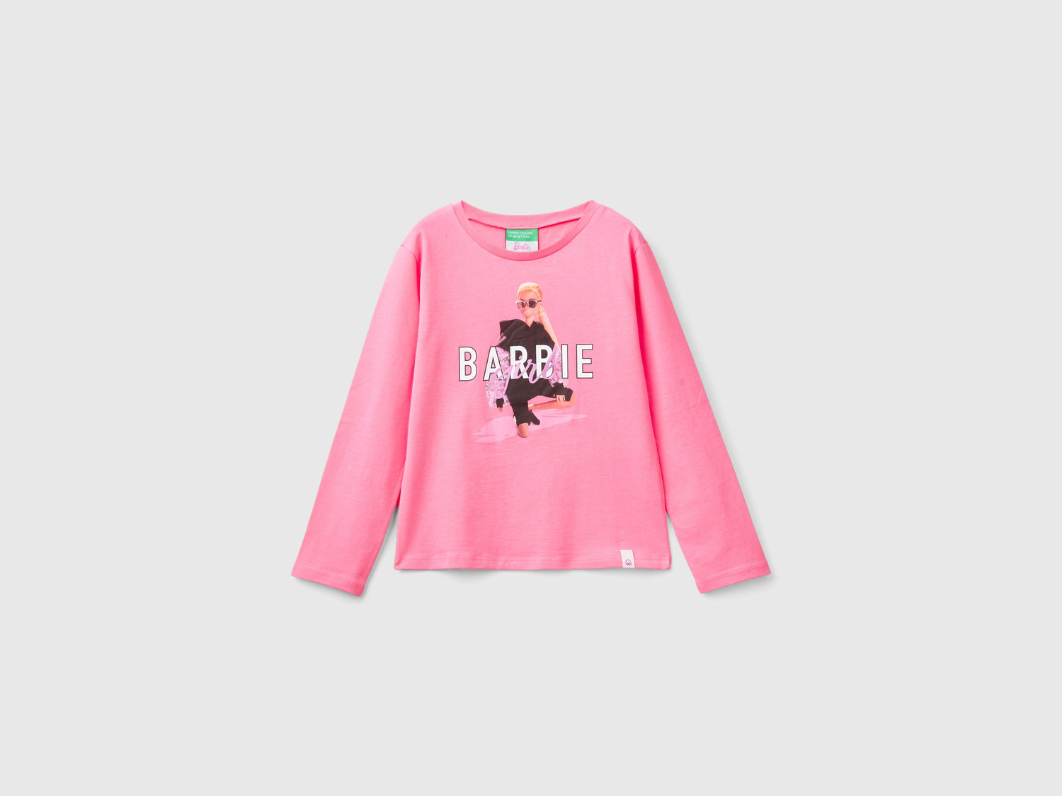 T-shirt con stampa laminata Barbie da bambina rosa | Benetton Outlet