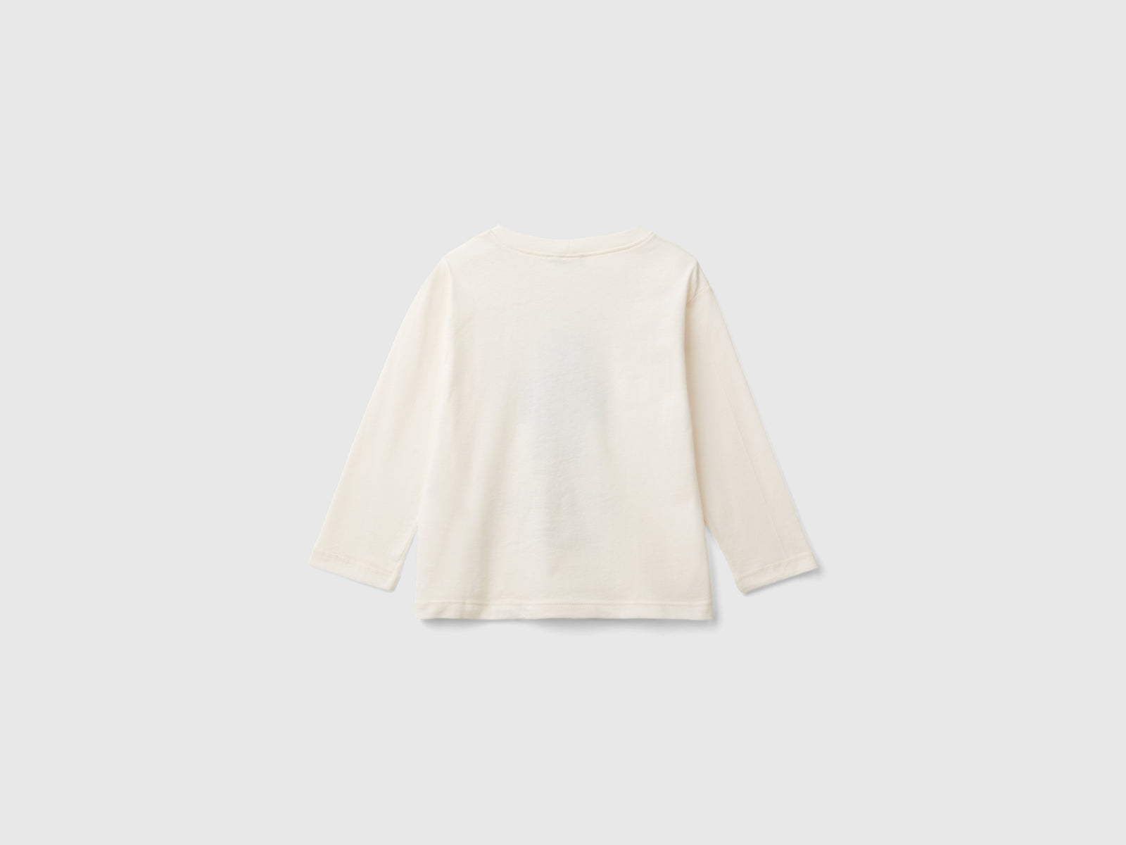 T-shirt con stampa in caldo cotone bio da bimbo bianco panna 2 | Benetton Outlet