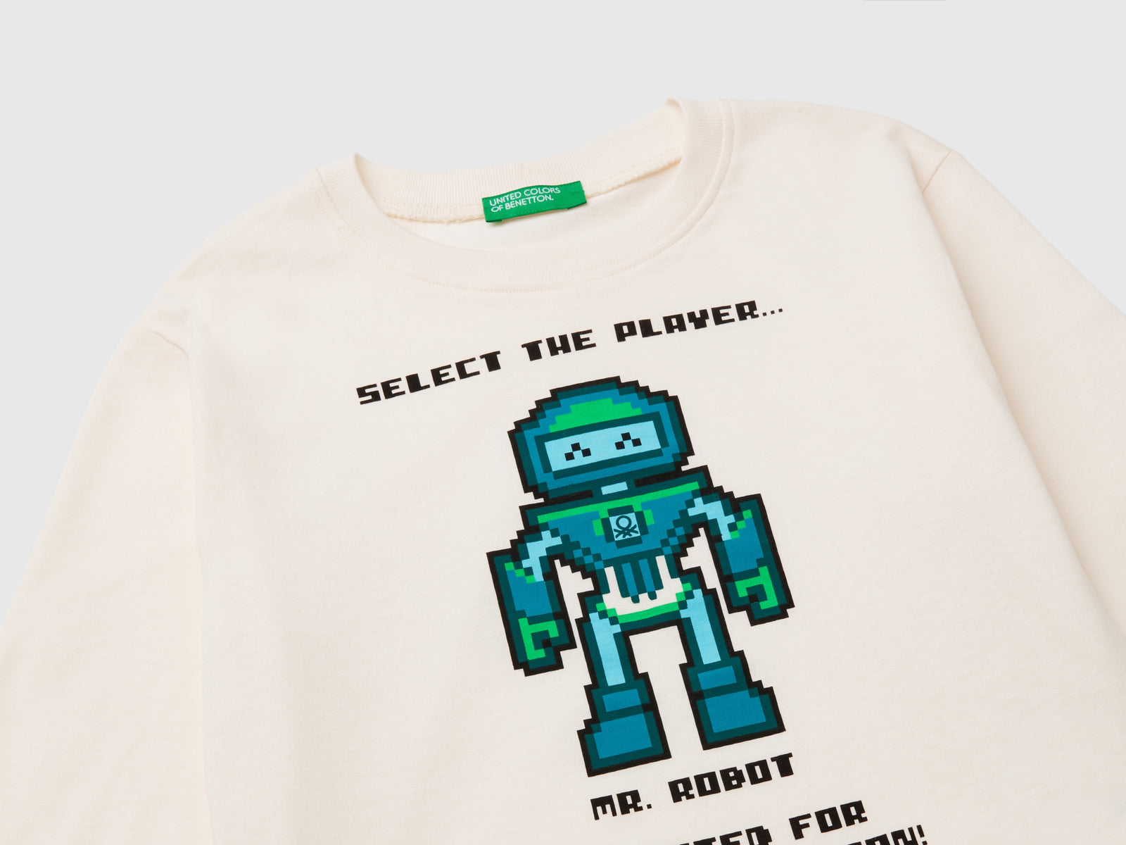 T-shirt con stampa in caldo cotone bio da bimbo bianco panna 3 | Benetton Outlet