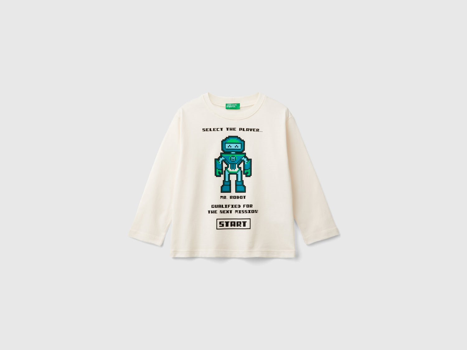 T-shirt con stampa in caldo cotone bio da bimbo bianco panna | Benetton Outlet