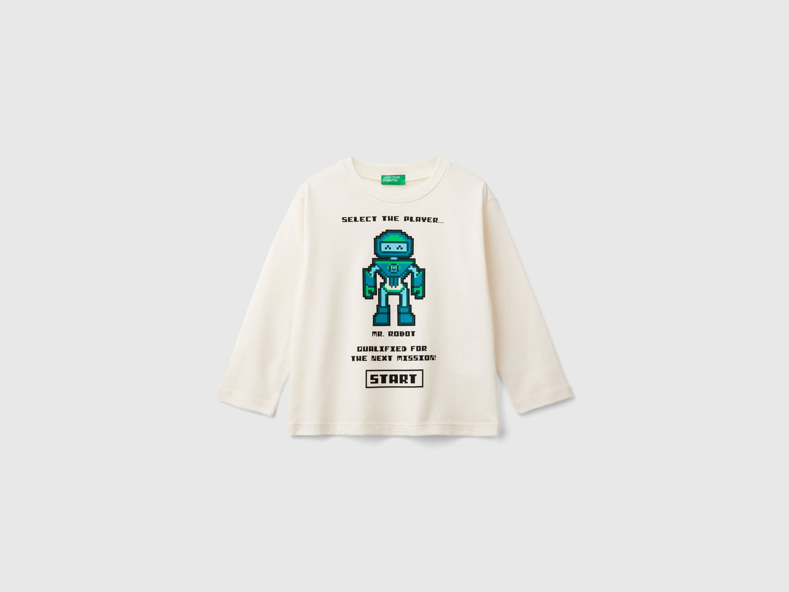 T-shirt con stampa in caldo cotone bio da bimbo bianco panna | Benetton Outlet