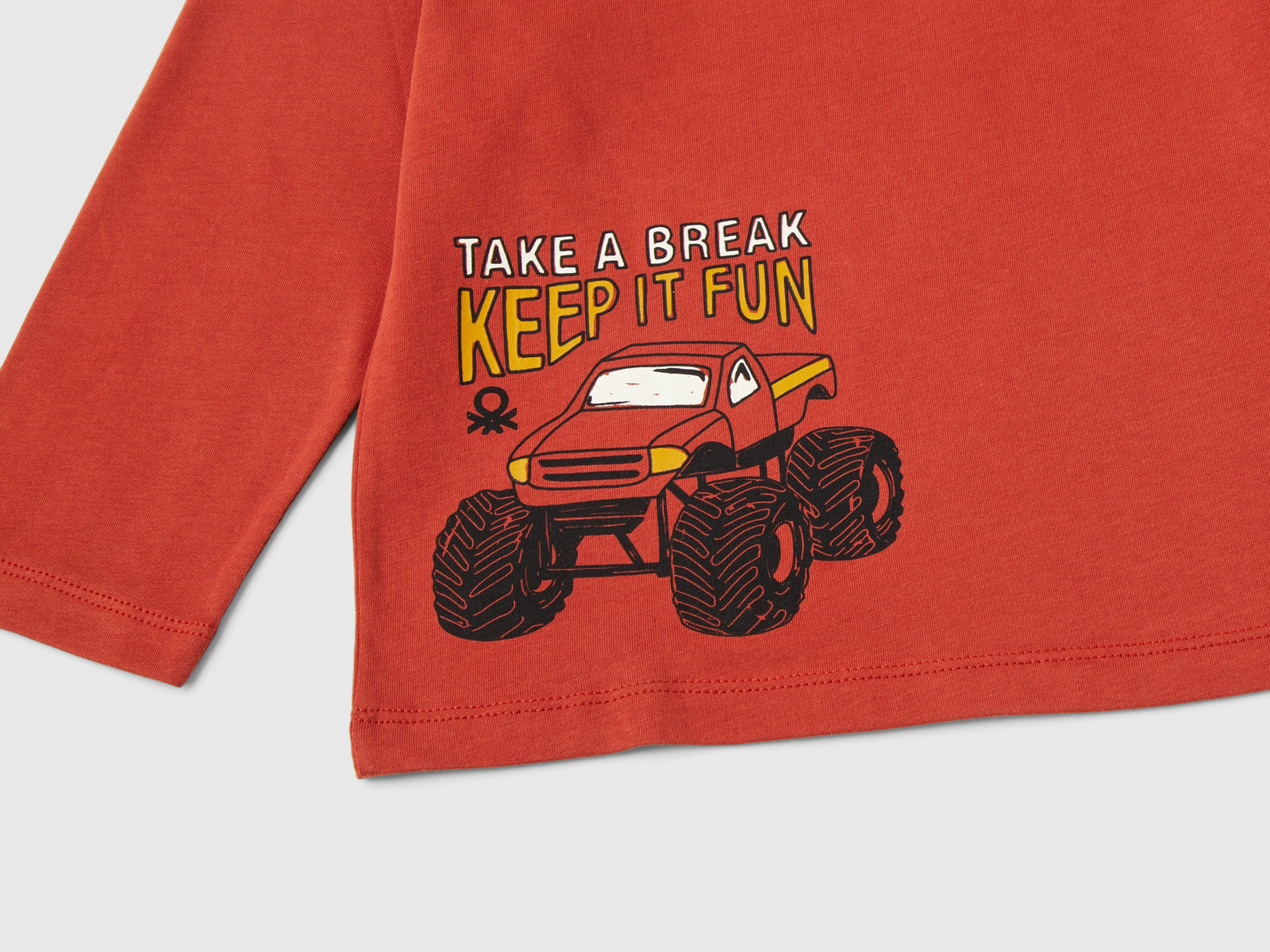 T-shirt with print in warm organic cotton da bimbo rosso 3 | Benetton Outlet