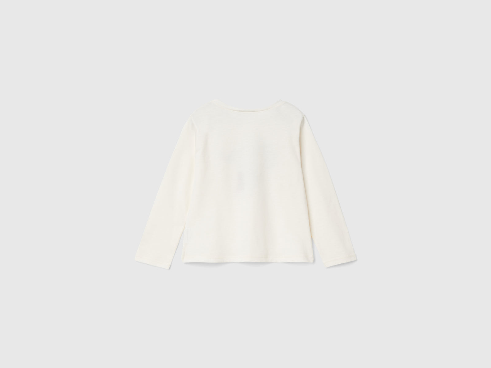 Maglietta con stampa e applicazione tulle da bimba bianco panna 2 | Benetton Outlet
