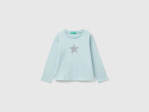 T-shirt con stampa glitter