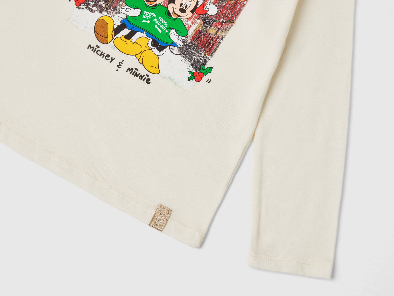 Maglietta natalizia Minnie e Topolino da bimba bianco panna 3 | Benetton Outlet