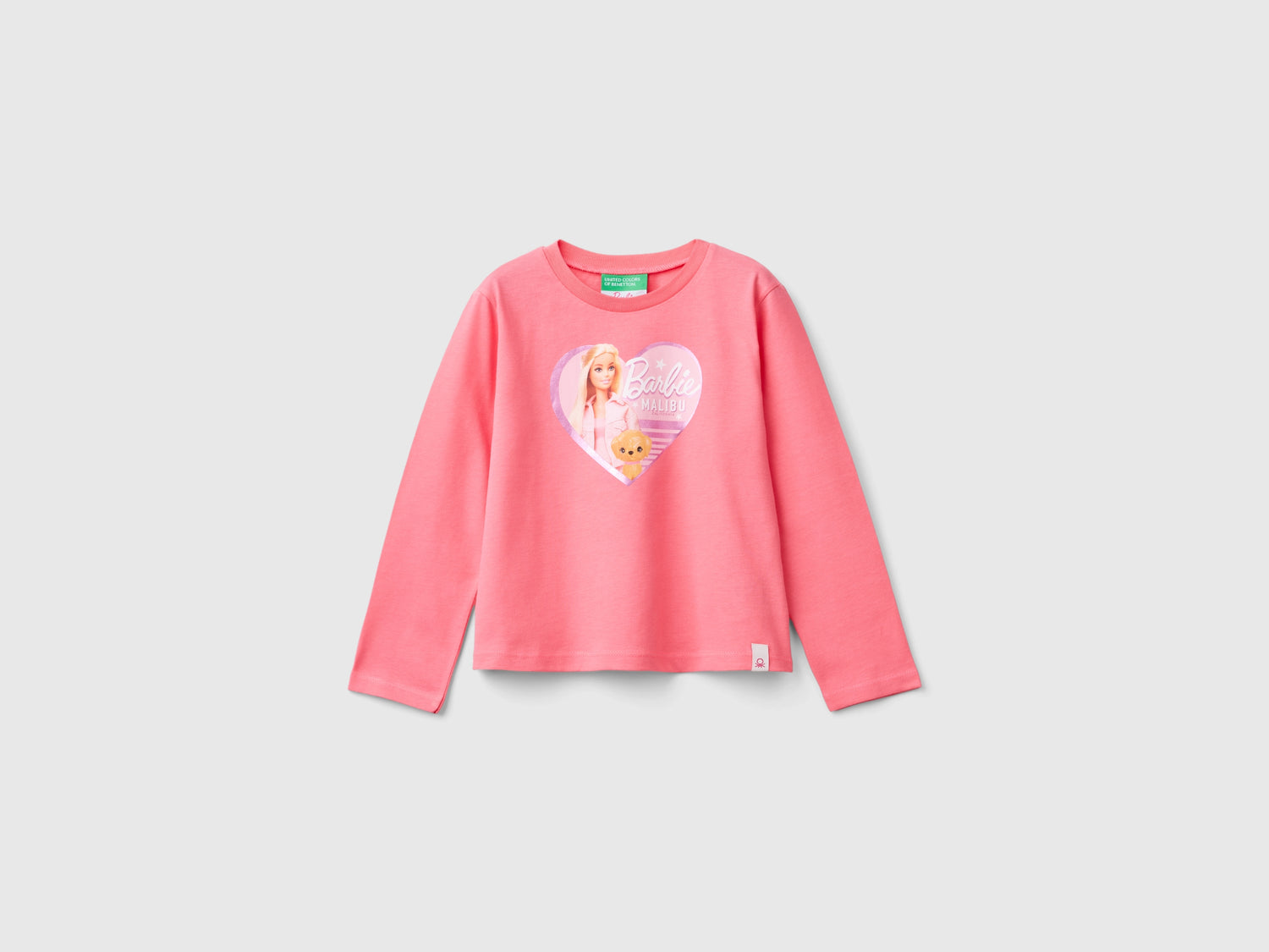 T-shirt con stampa laminata Barbie da bimba rosa | Benetton Outlet