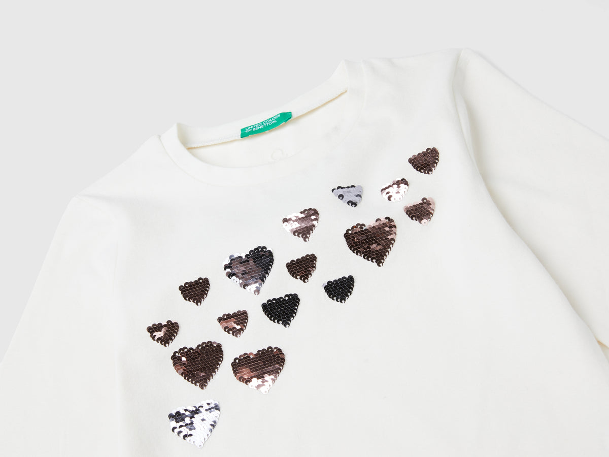T-shirt con paillettes in cotone bio