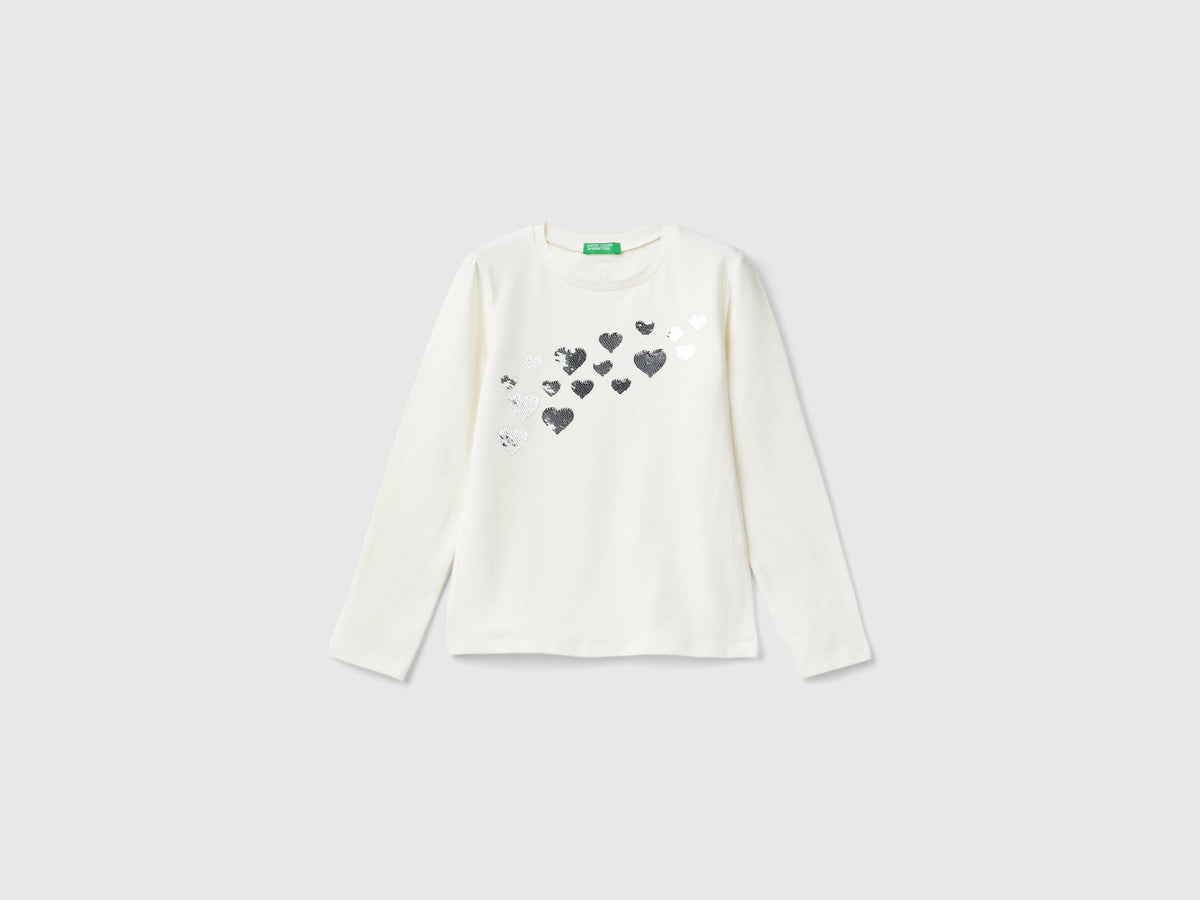 T-shirt con paillettes in cotone bio