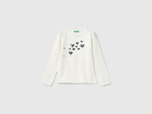 T-shirt con paillettes in cotone bio