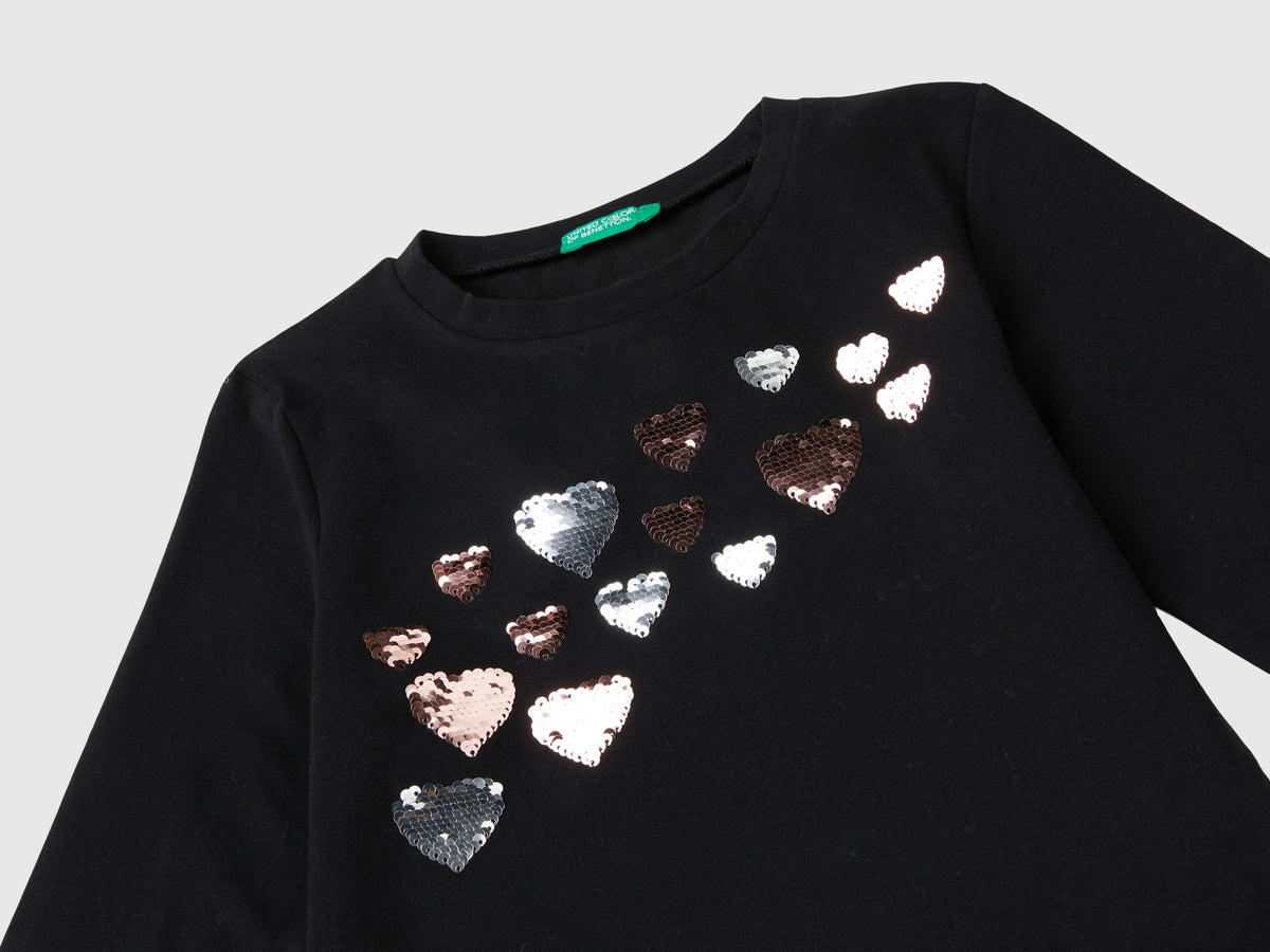 T-shirt con paillettes in cotone bio
