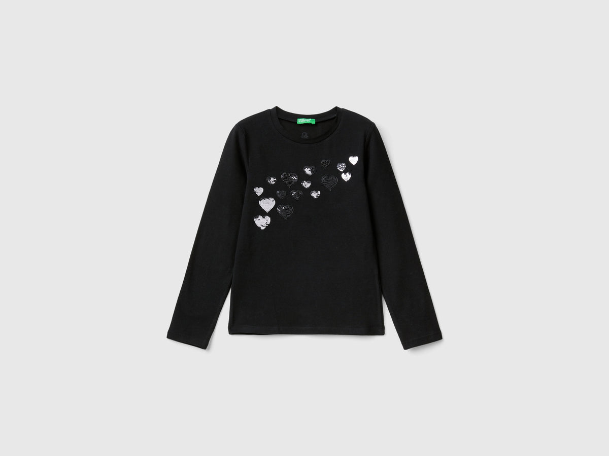 T-shirt con paillettes in cotone bio