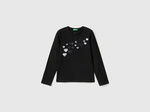 T-shirt con paillettes in cotone bio