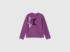 T-shirt con paillettes in cotone bio