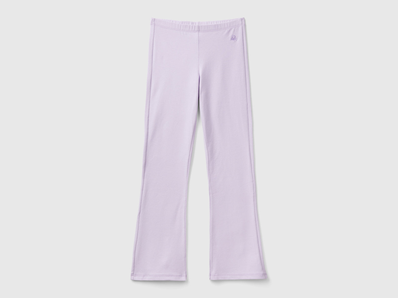 Leggings a zampa in cotone stretch da bambina lilla | Benetton Outlet