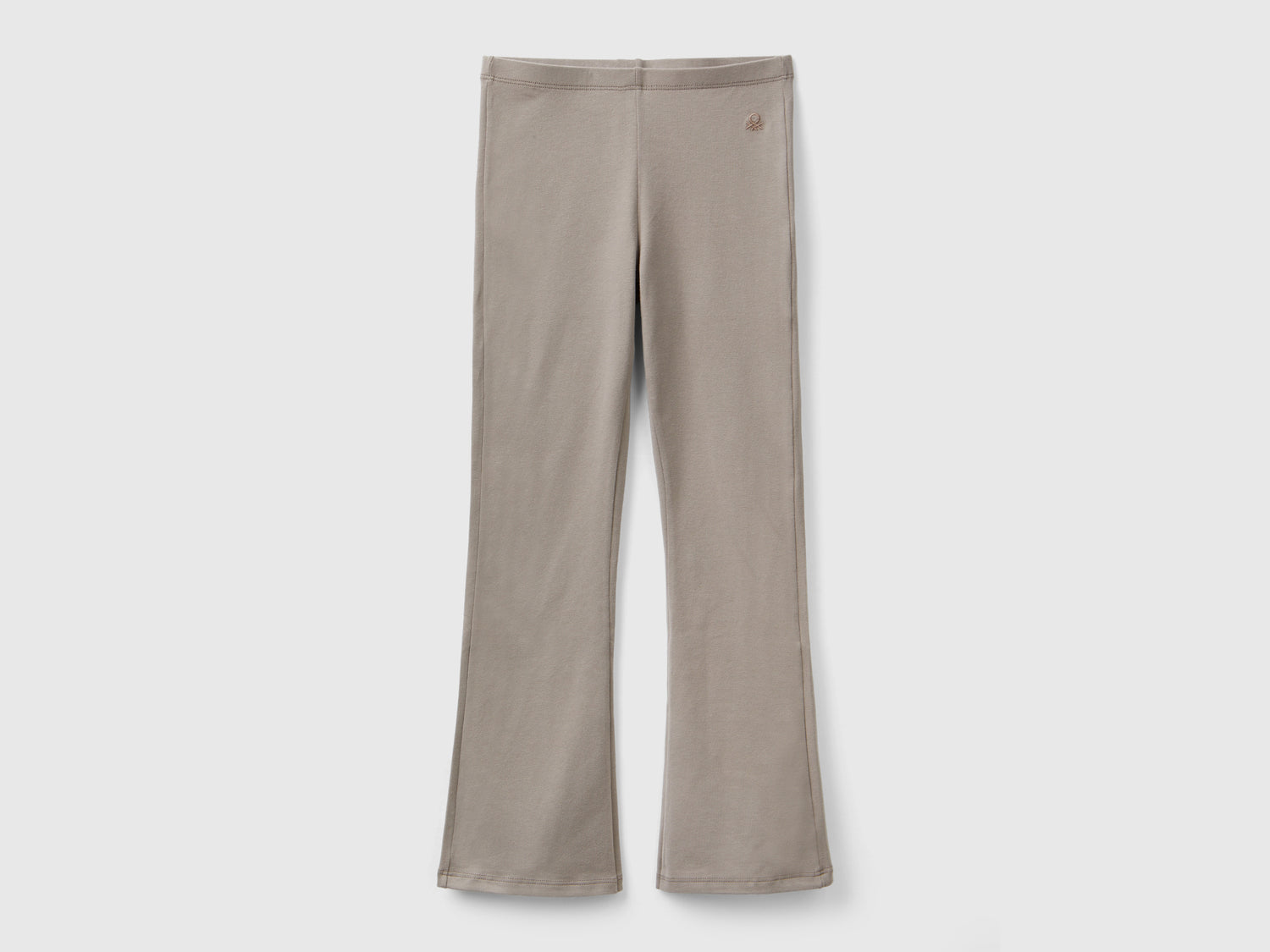 Leggings a zampa in cotone stretch da bambina tortora | Benetton Outlet