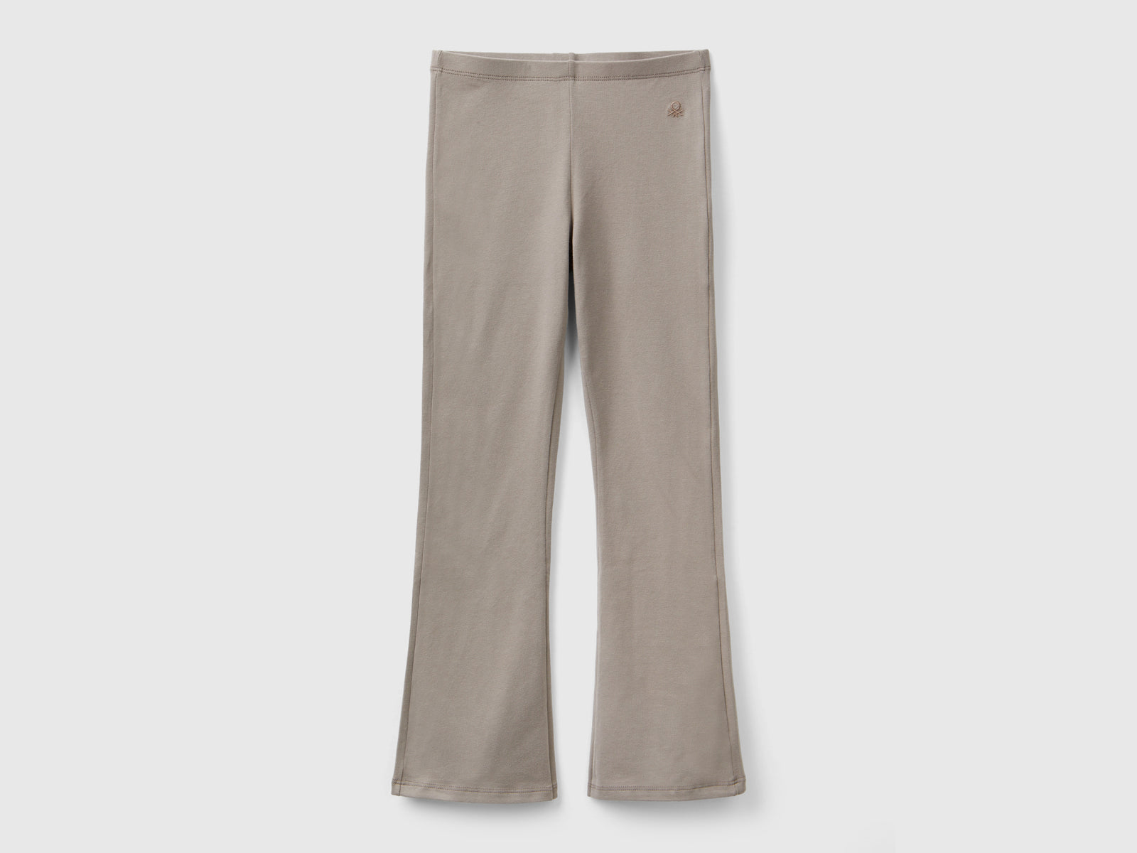Leggings a zampa in cotone stretch da bambina tortora | Benetton Outlet