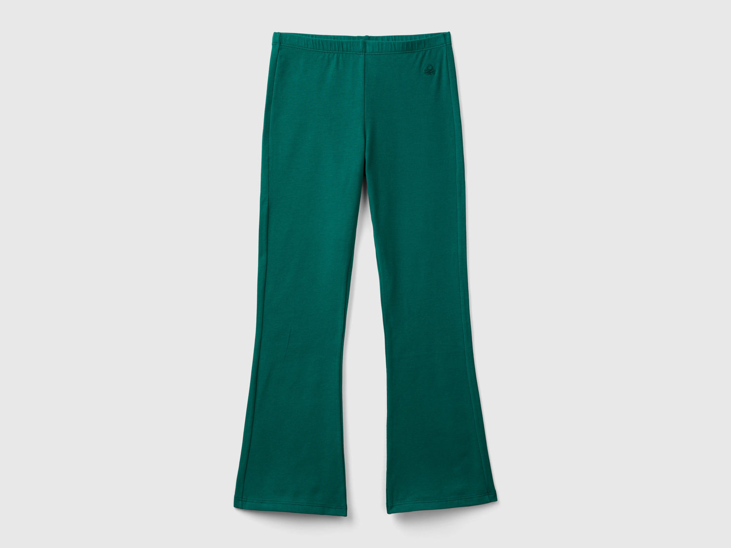 Leggings a zampa in cotone stretch da bambina verde scuro | Benetton Outlet