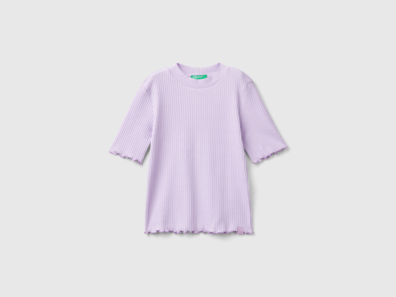 T-shirt lupetto a manica corta da bambina lilla | Benetton Outlet