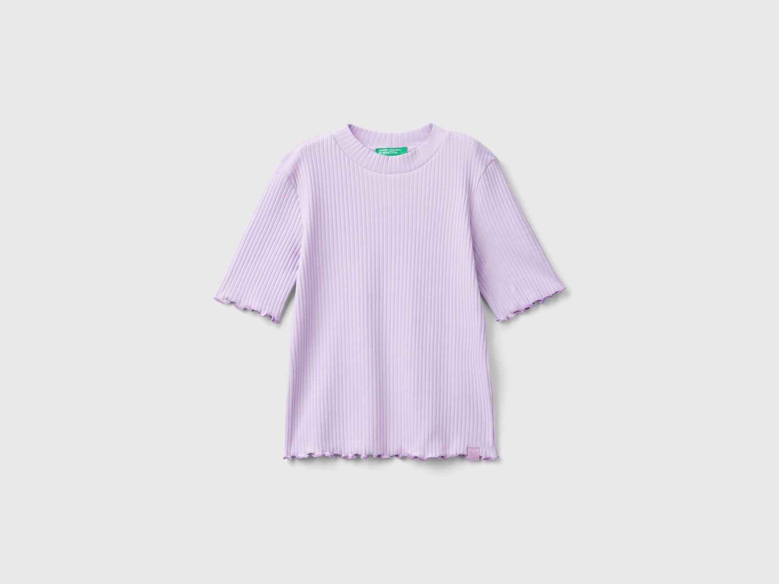 T-shirt lupetto a manica corta da bambina lilla | Benetton Outlet