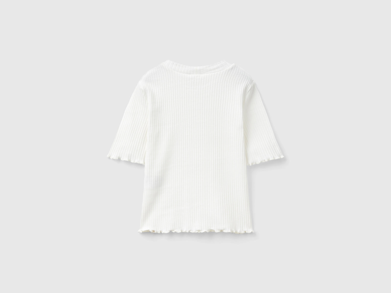 T-shirt lupetto a manica corta da bambina bianco panna 2 | Benetton Outlet