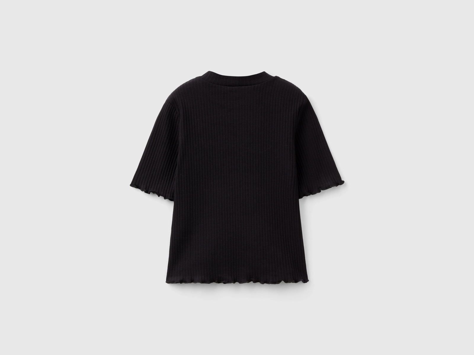 T-shirt lupetto a manica corta da bambina nero 2 | Benetton Outlet