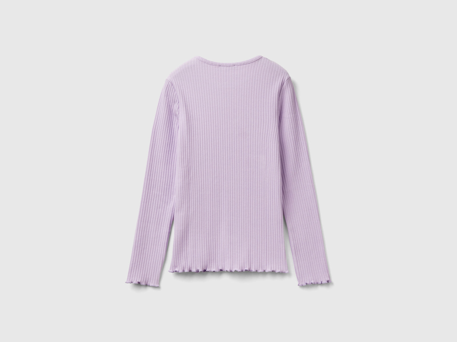 Maglietta slim fit in cotone stretch da bambina lilla 2 | Benetton Outlet