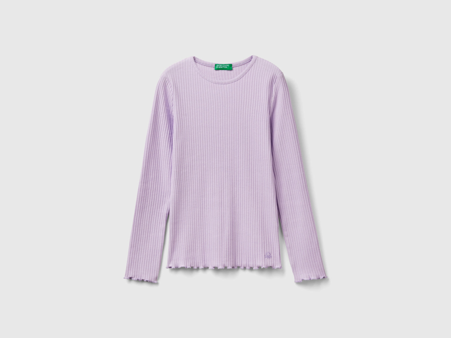 Maglietta slim fit in cotone stretch da bambina lilla | Benetton Outlet