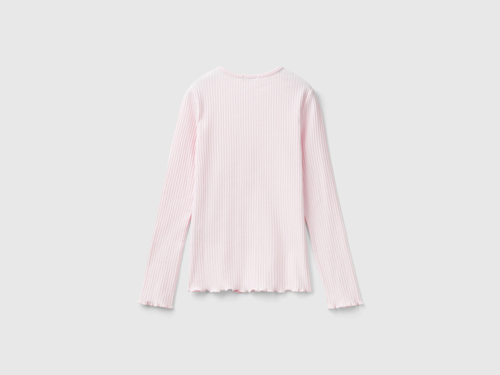 Maglietta slim fit in cotone stretch da bambina rosa 2 | Benetton Outlet