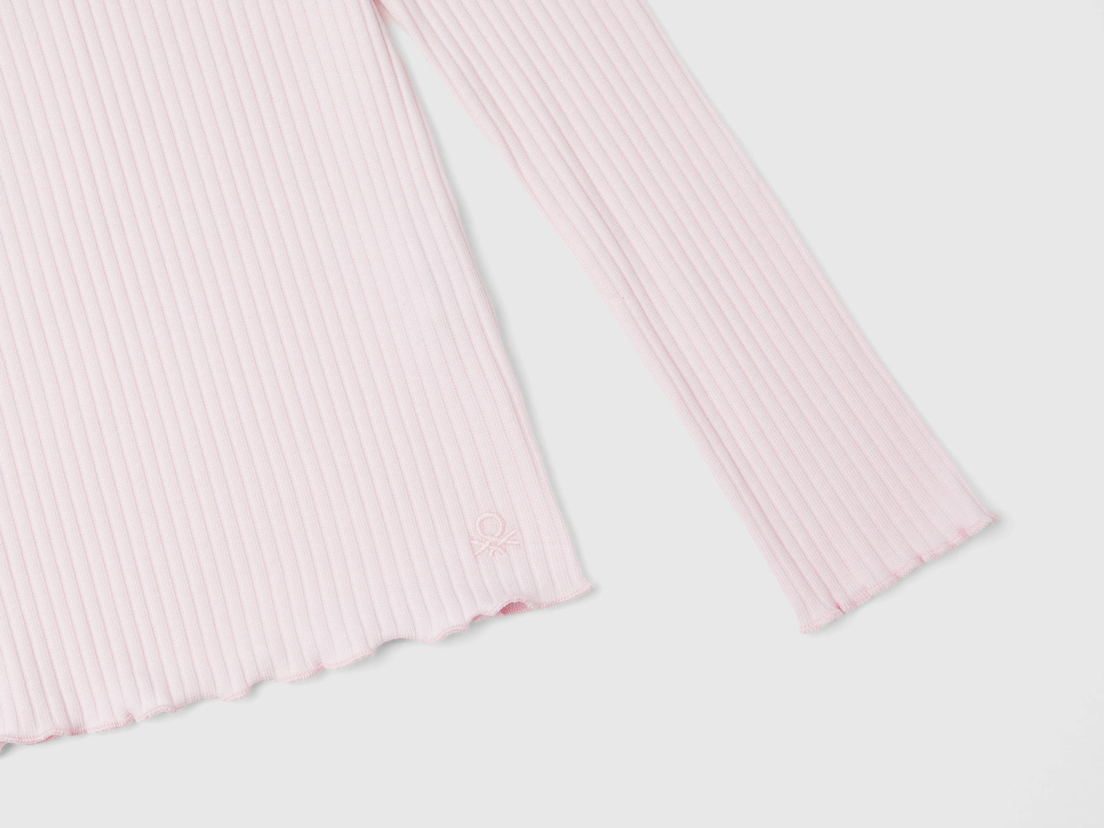 Maglietta slim fit in cotone stretch da bambina rosa 3 | Benetton Outlet