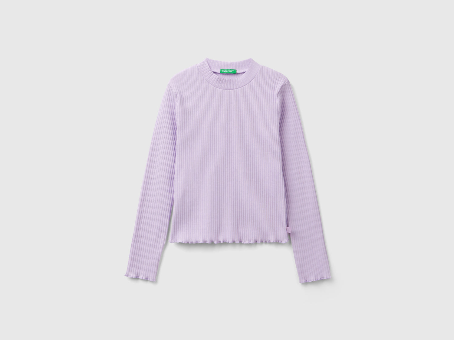 Maglietta slim fit in cotone stretch da bambina lilla | Benetton Outlet