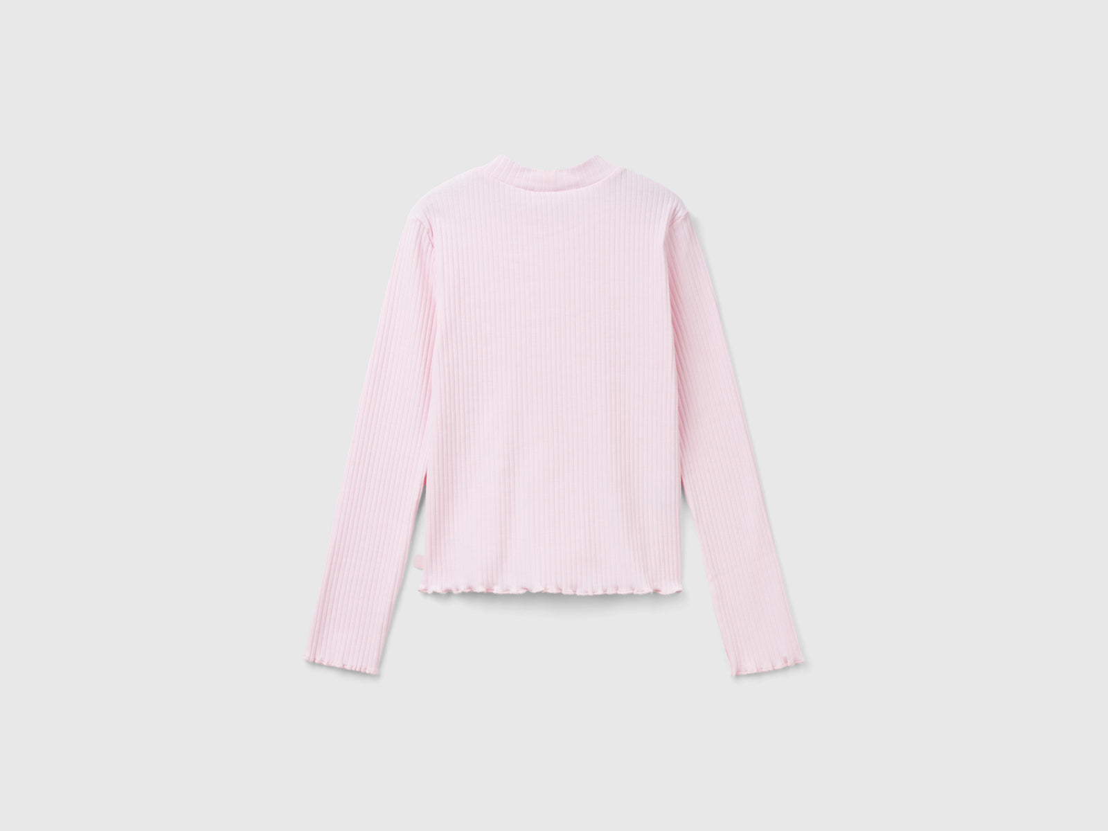 Maglietta slim fit in cotone stretch da bambina rosa 2 | Benetton Outlet