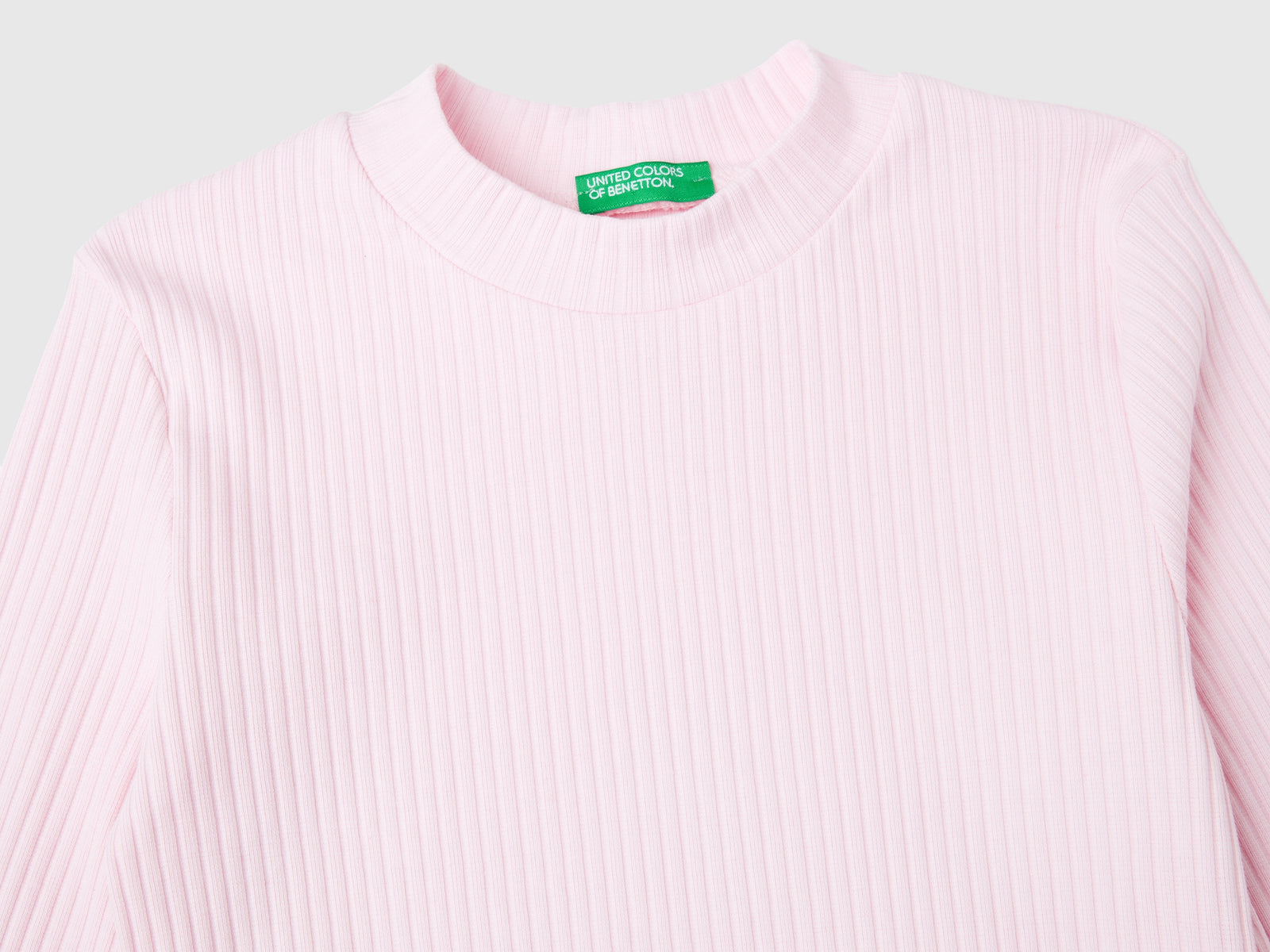Maglietta slim fit in cotone stretch da bambina rosa 3 | Benetton Outlet