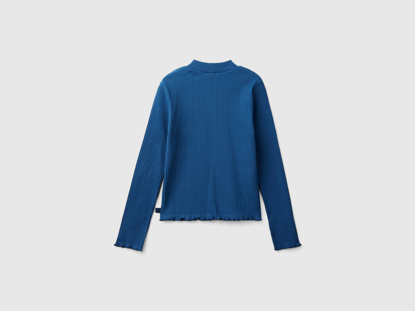 Maglietta slim fit in cotone stretch da bambina blu 2 | Benetton Outlet