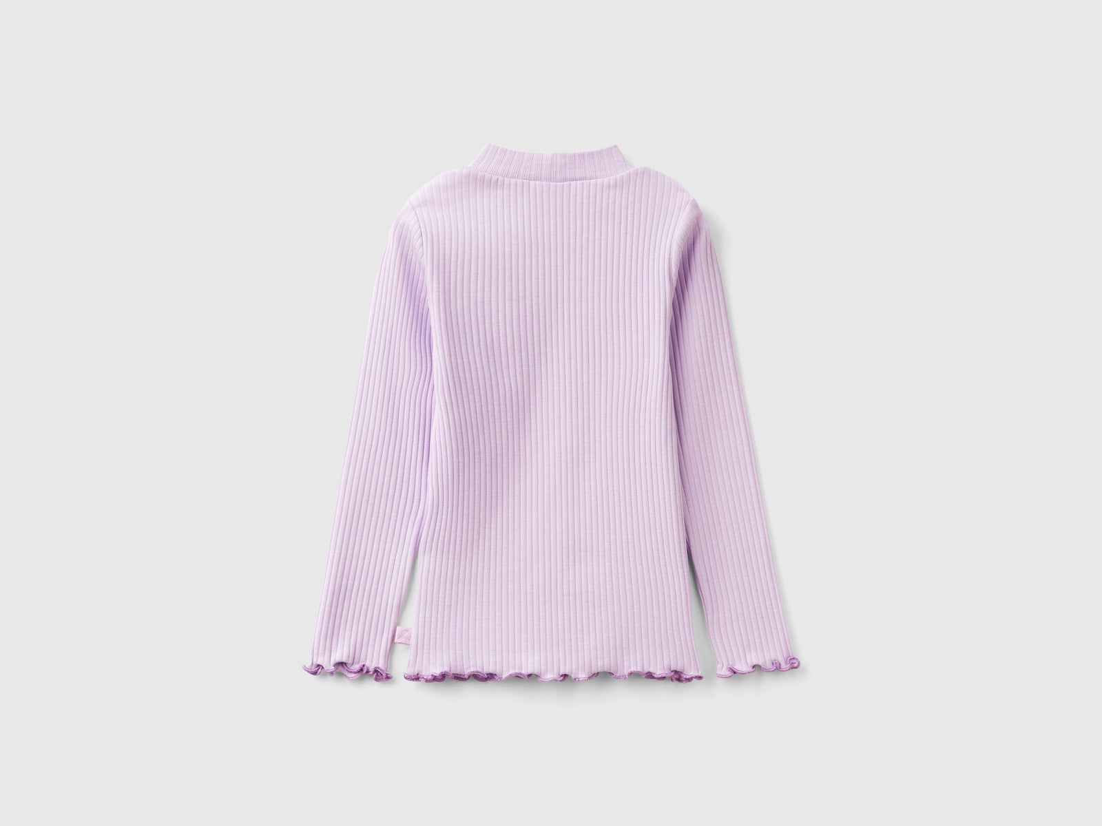 Maglietta slim fit in cotone stretch da bimba lilla 2 | Benetton Outlet