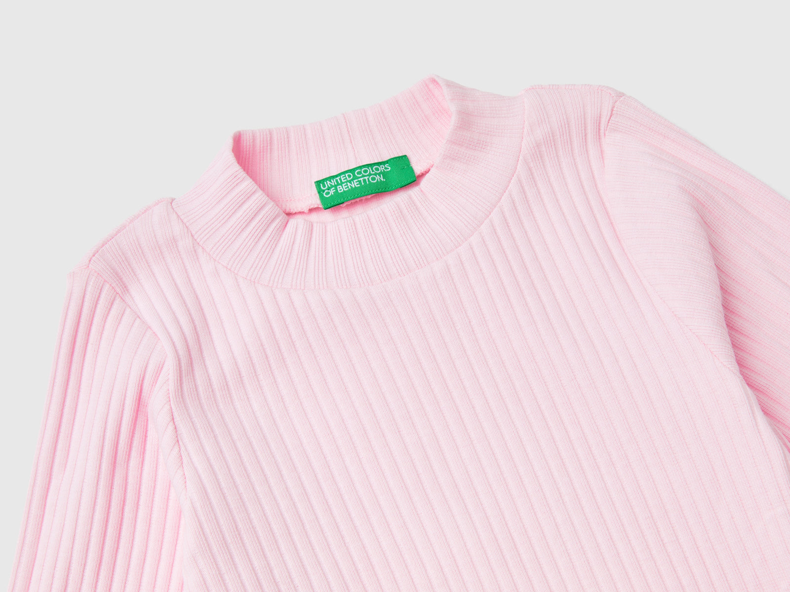Camiseta de algodón elástico de corte entallado da bimba rosa 3 | Benetton Outlet
