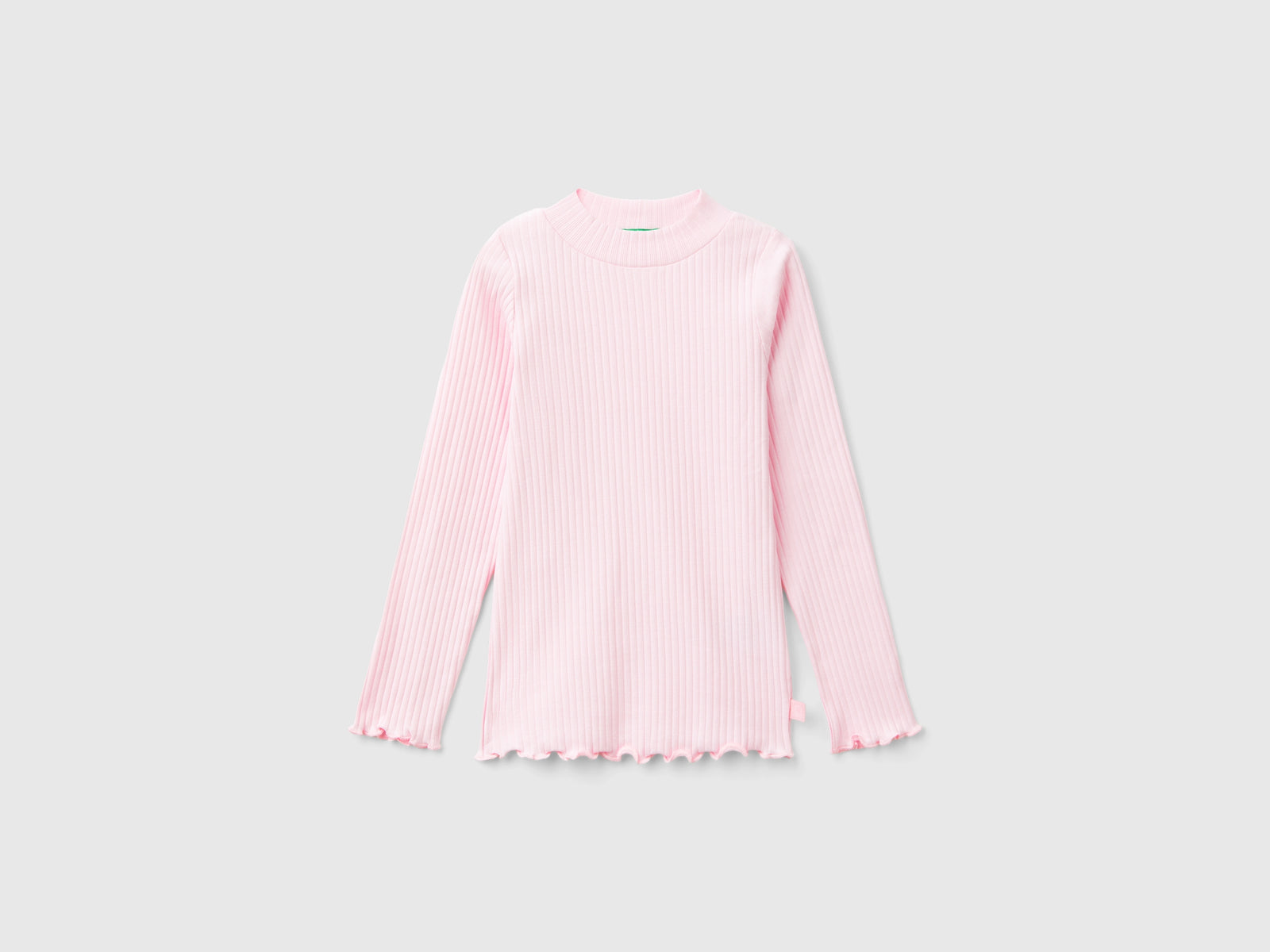 Camiseta de algodón elástico de corte entallado da bimba rosa | Benetton Outlet