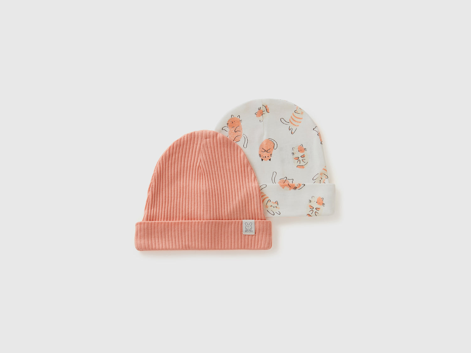 Two organic cotton hats da neonato multi-color | Benetton Outlet