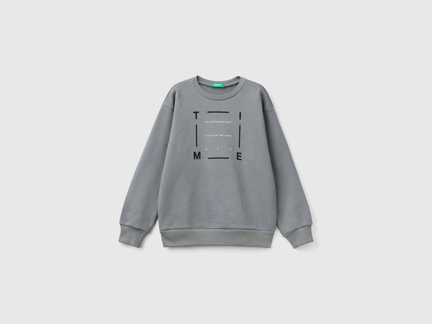 Felpa girocollo con stampa da bambino grigio scuro | Benetton Outlet
