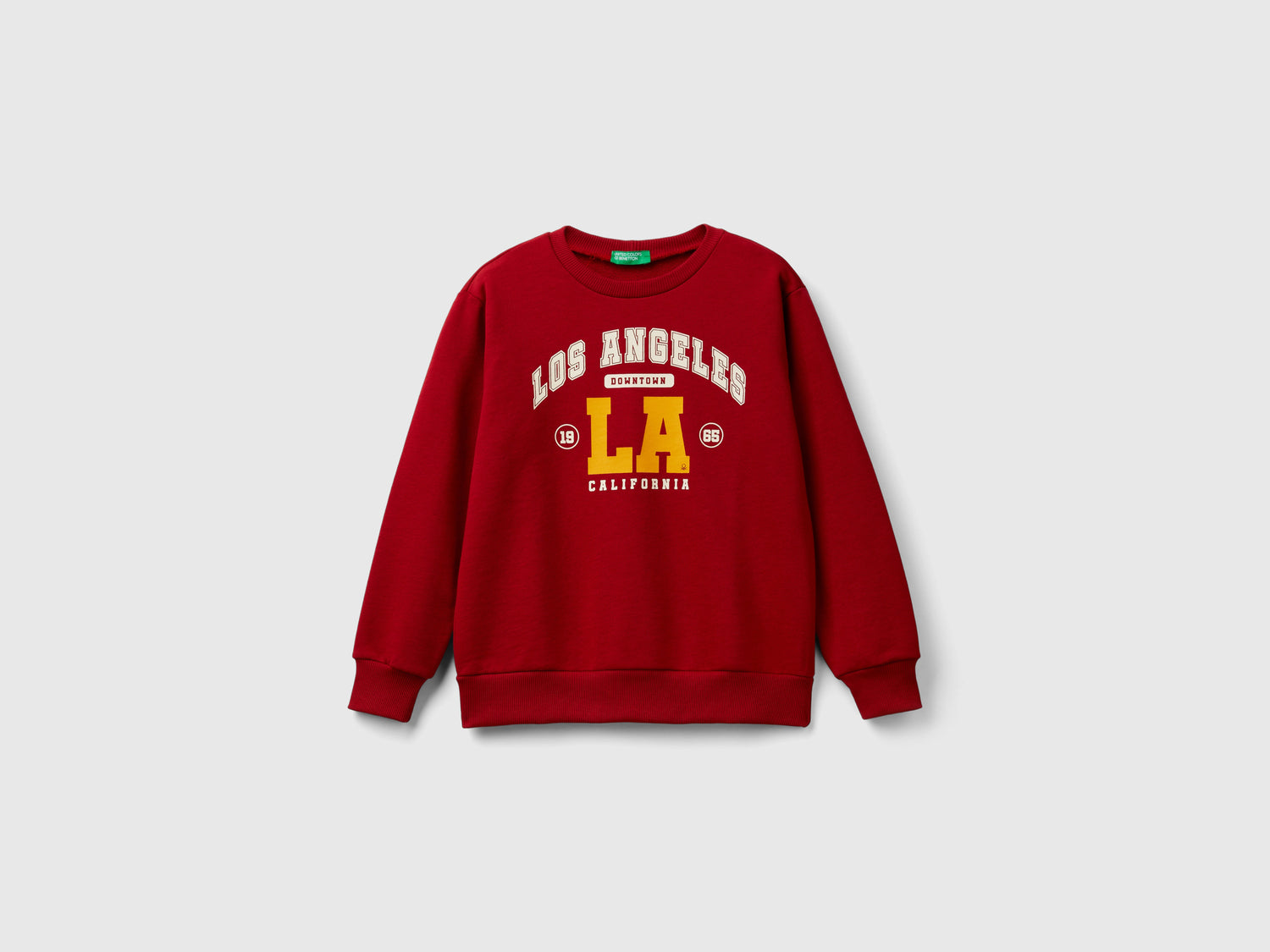 Felpa girocollo con stampa da bambino rosso | Benetton Outlet