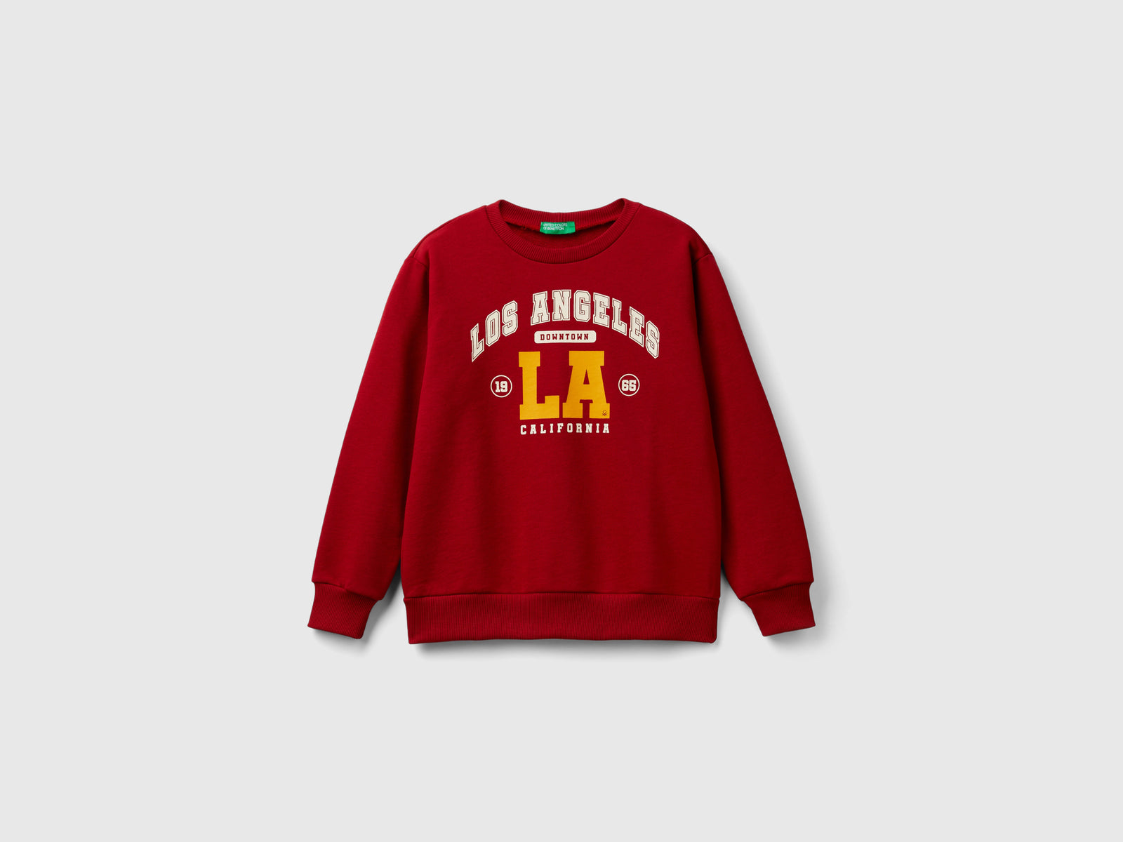 Felpa girocollo con stampa da bambino rosso | Benetton Outlet