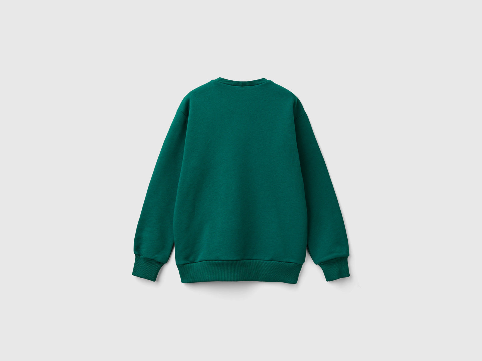 Felpa girocollo con stampa da bambino verde scuro 2 | Benetton Outlet