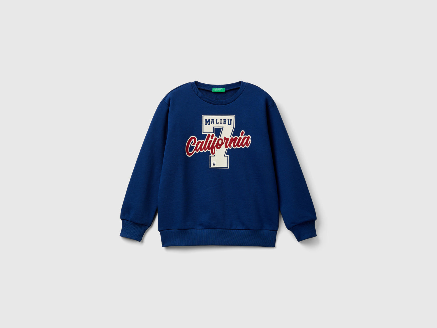 Felpa girocollo con stampa da bambino blu | Benetton Outlet