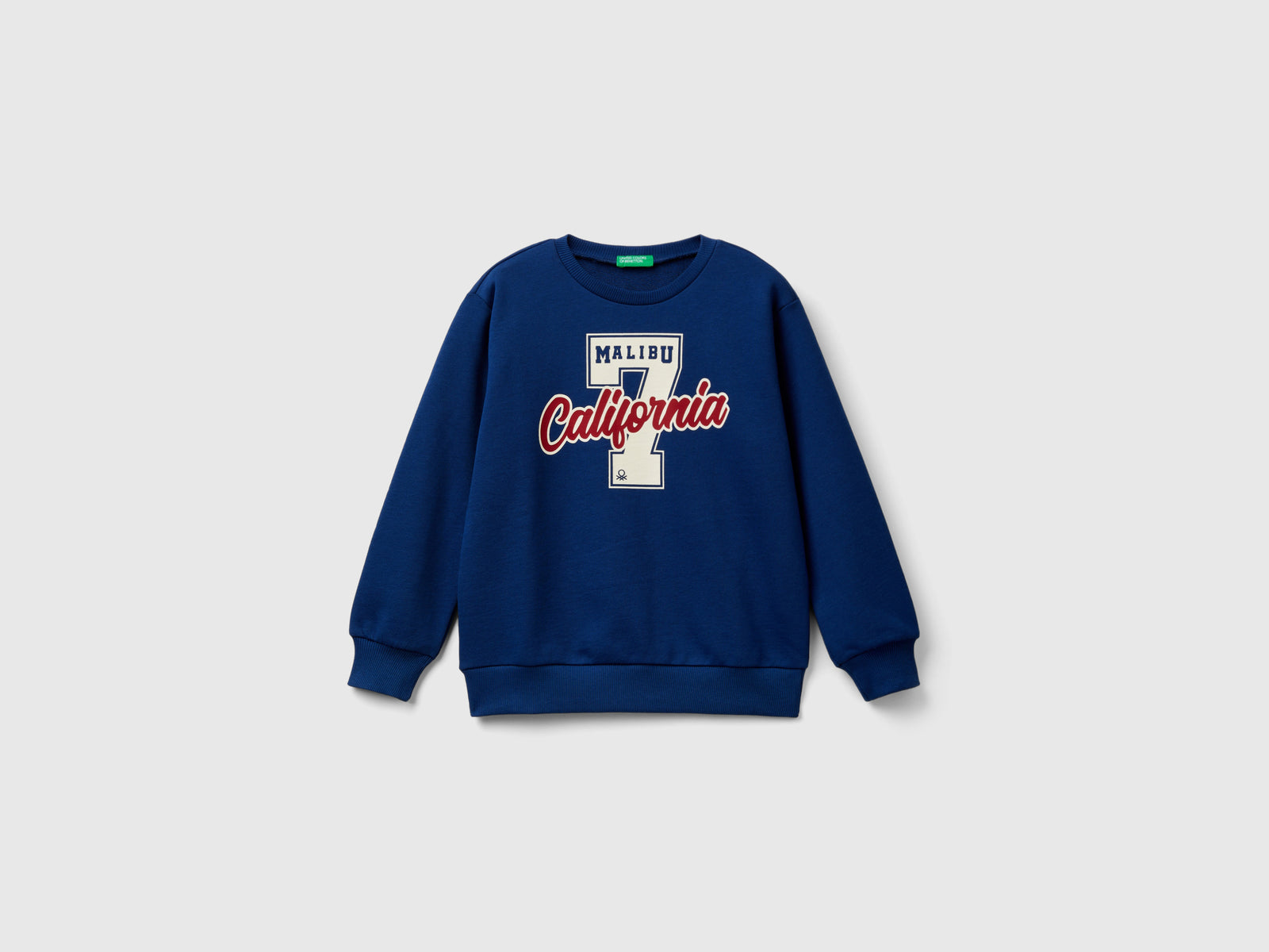Sudadera de cuello redondo con estampado da bambino blu | Benetton Outlet