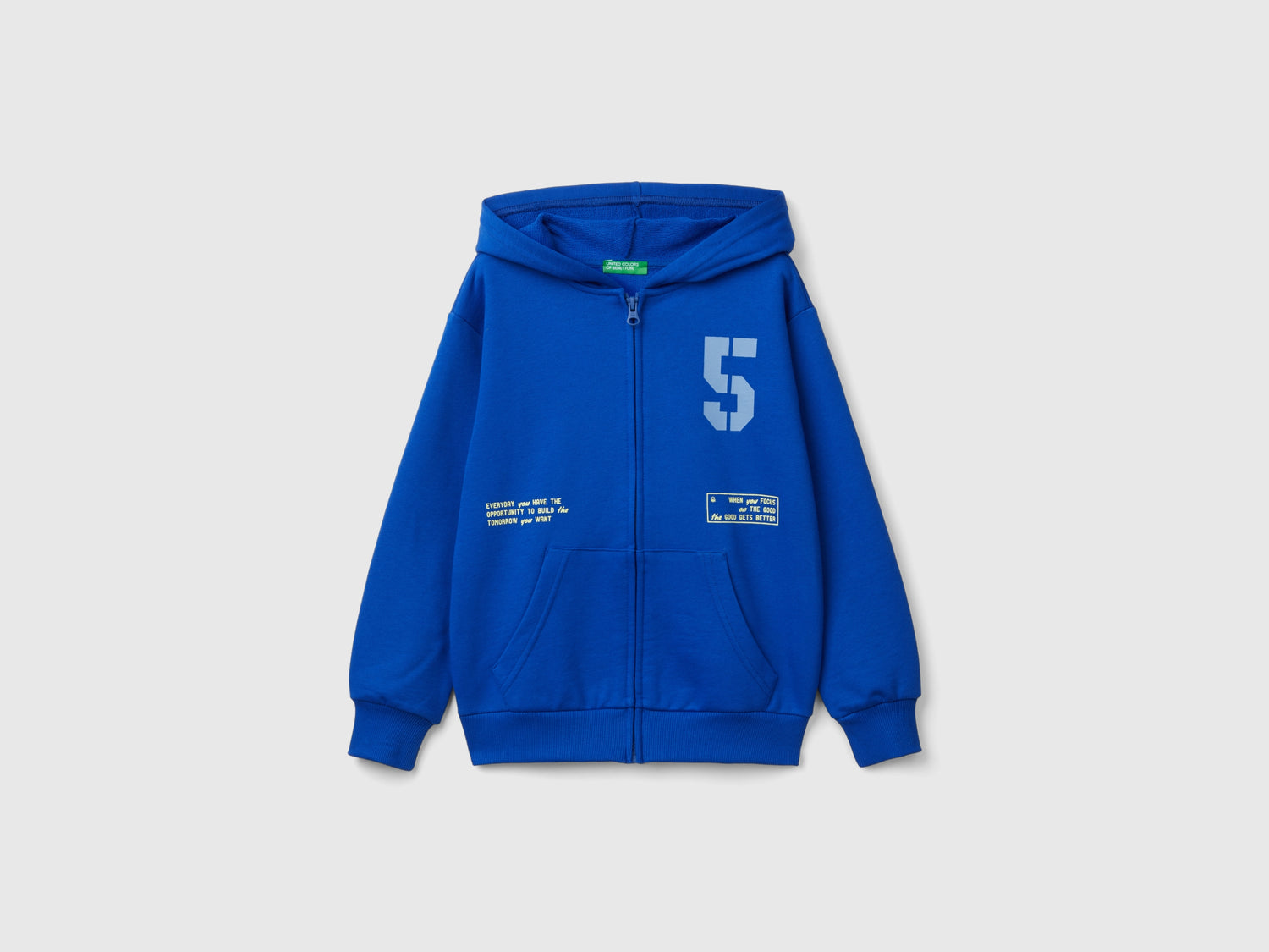 Felpa con zip e stampa da bambino bluette | Benetton Outlet