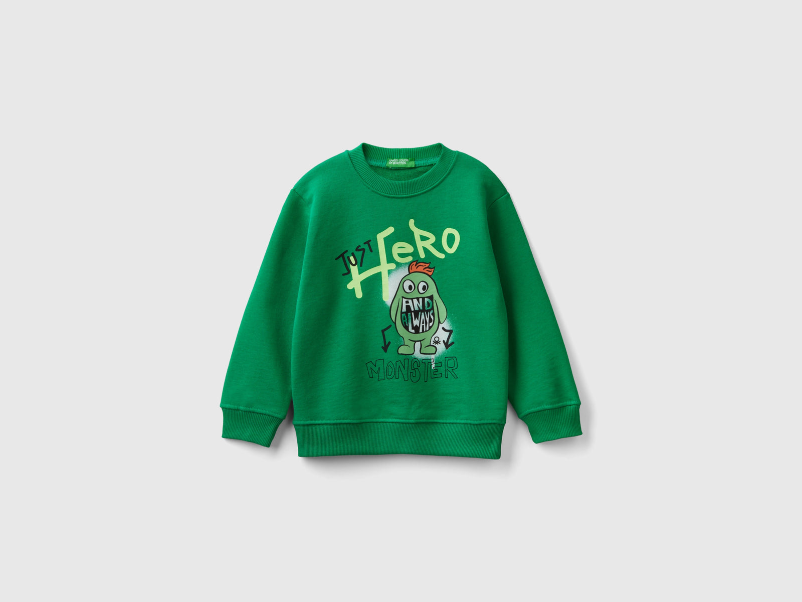 Felpa girocollo con stampa da bimbo verde | Benetton Outlet